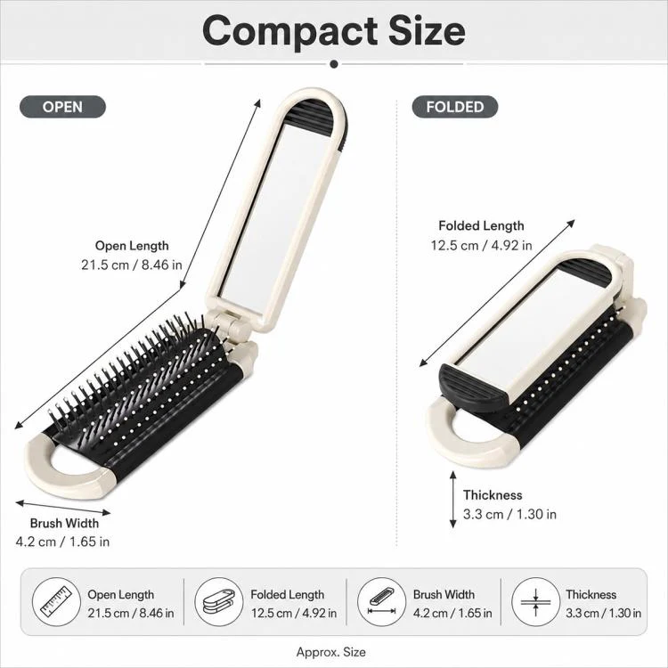 2 in 1 Portable Folding Massage Air Cushion Comb Mirror(White) - Image 3