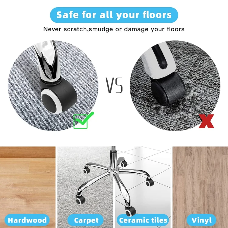 2 Inch 11 x 22mm Plunger Swivel Casters Chair Replacement Wheels(White) - Image 7