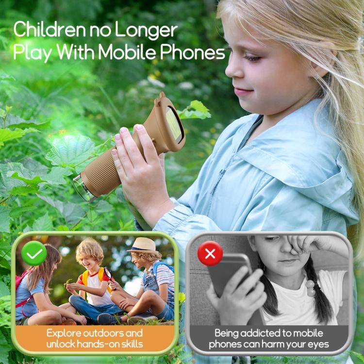 2 inch Screen Handheld Children Optical Microscope(Brown) - Image 3