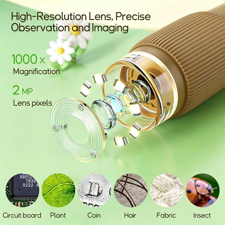 2 inch Screen Handheld Children Optical Microscope(Brown) - Image 4