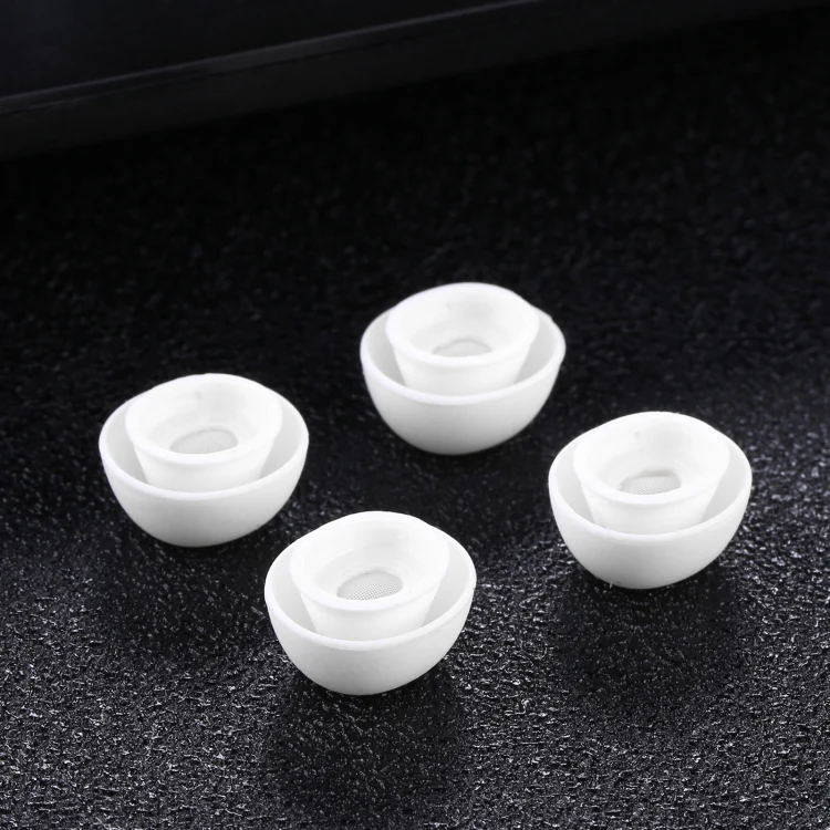 2 Pairs Soft Silicone Ear Caps with Net for AirPods Earphones, Size:L - Image 3