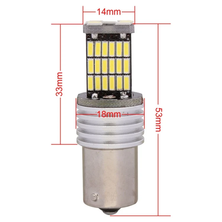 2 PCS 1156 9W 450LM White Light 45 LED 4014 SMD Car Brake Light Steering Light Bulb, DC 12V - Image 5