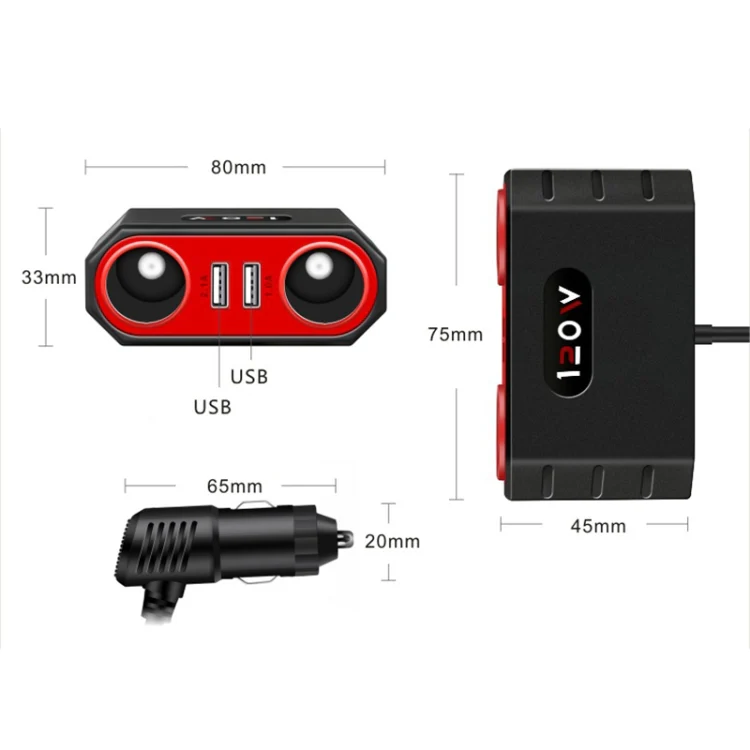 2 PCS Car Cigarette Lighter 1 In 2 Auto Multi-Function Mobile Phone Charger - Image 3