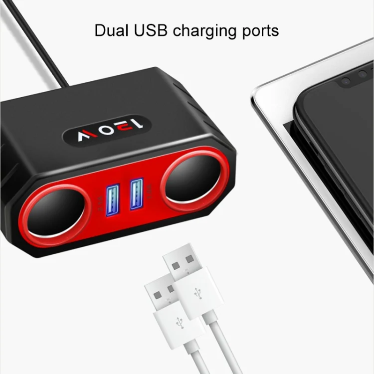 2 PCS Car Cigarette Lighter 1 In 2 Auto Multi-Function Mobile Phone Charger - Image 5
