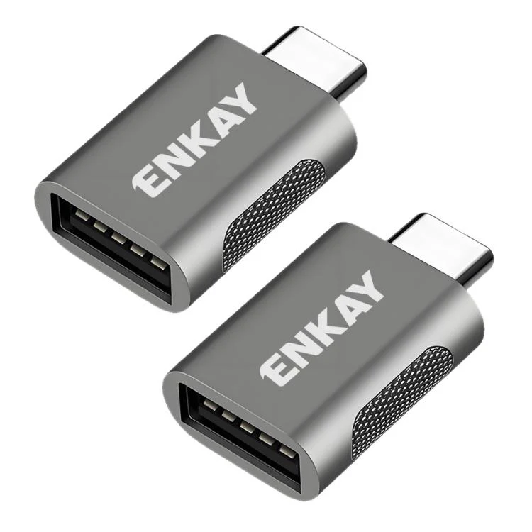 2 Pcs ENKAY ENK-AT131 10Gbps Female USB 3.2 A to Male USB C Data Adapter Zinc Alloy Converter(Gunmetal Gray)