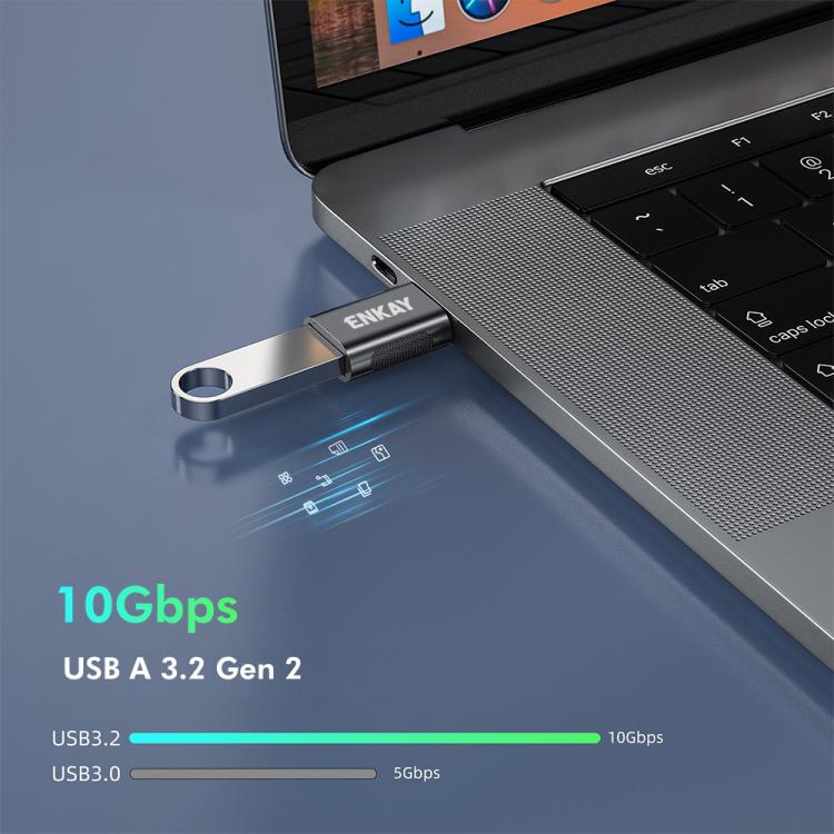 2 Pcs ENKAY ENK-AT131 10Gbps Female USB 3.2 A to Male USB C Data Adapter Zinc Alloy Converter(Silver) - Image 2