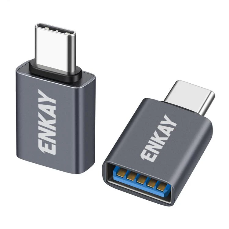 2 Pcs ENKAY ENK-AT134 10Gbps Female USB 3.2 A to Male USB C Data Adapter Aluminum Alloy Converter(Grey)
