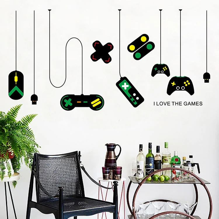 2 PCS Game Console Game Handle Chandelier Wall Stickers Internet Cafe Study Computer Desk Background Sticker - Image 9
