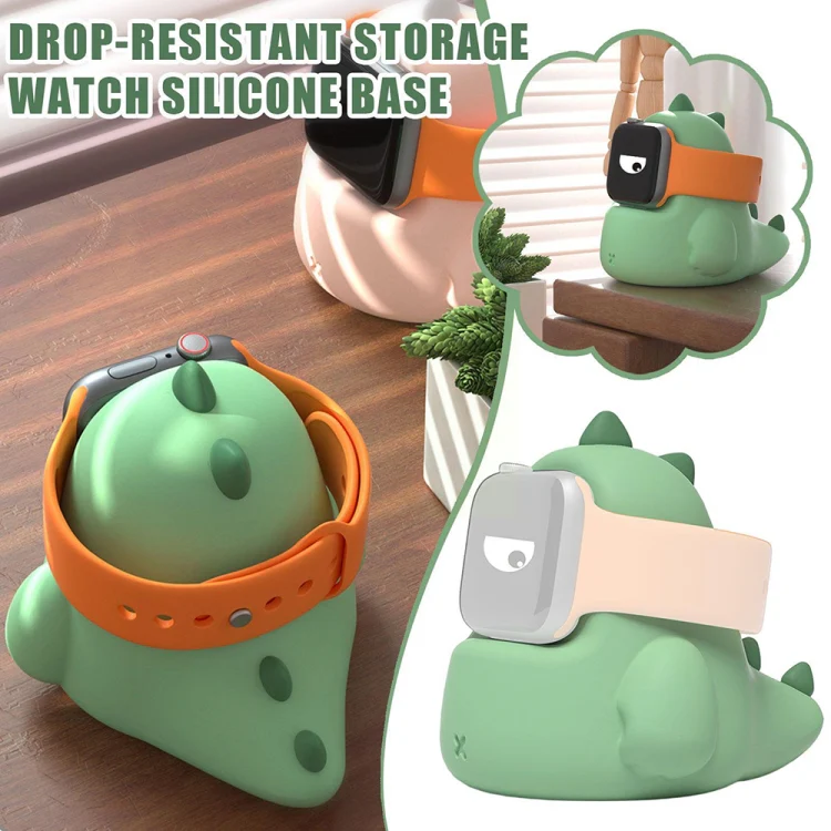 2 PCS H003 Cute Dinosaur Shaped Silicone Charging Stand without Watch For Apple Watch(White) - Image 2
