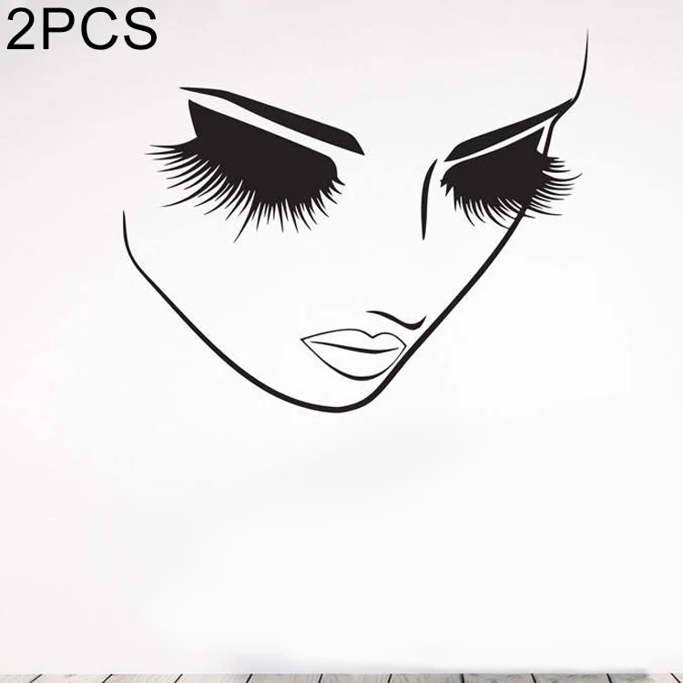 2 PCS Makeup Wall Salon Wall Beauty Studio Wall Art Decoration Sticker Wall Sticker, Size:57×49cm