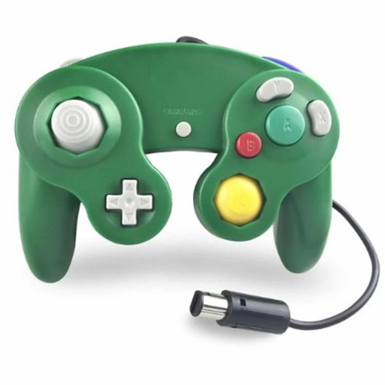 2 PCS Single Point Vibrating Controller Wired Game Controller For Nintendo NGC / Wii, Product color: Green