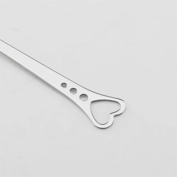2 PCS Stainless Steel Spoon Portable Metal Coffee Teaspoon Creative Love Heart Shaped Wedding Party Gift Dinnerware, Color:Gold Single Hole Love - Image 4