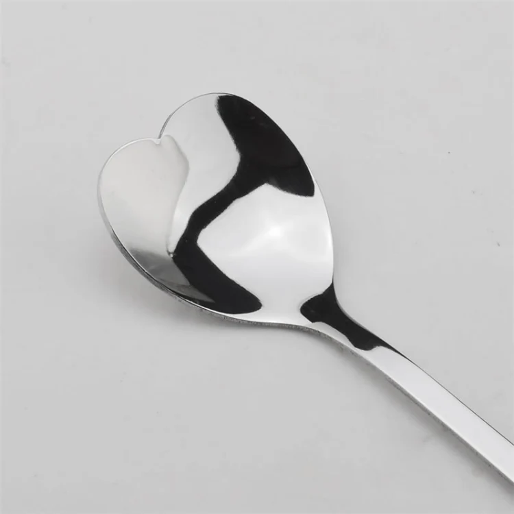 2 PCS Stainless Steel Spoon Portable Metal Coffee Teaspoon Creative Love Heart Shaped Wedding Party Gift Dinnerware, Color:Gold Single Hole Love - Image 5