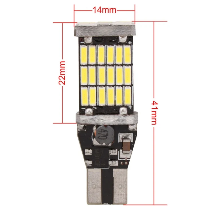 2 PCS T15 W16W 9W 450LM White Light 45 LED 4014 SMD Car Brake Light Reverse Lamp Parking Light Bulb, DC 12V - Image 5