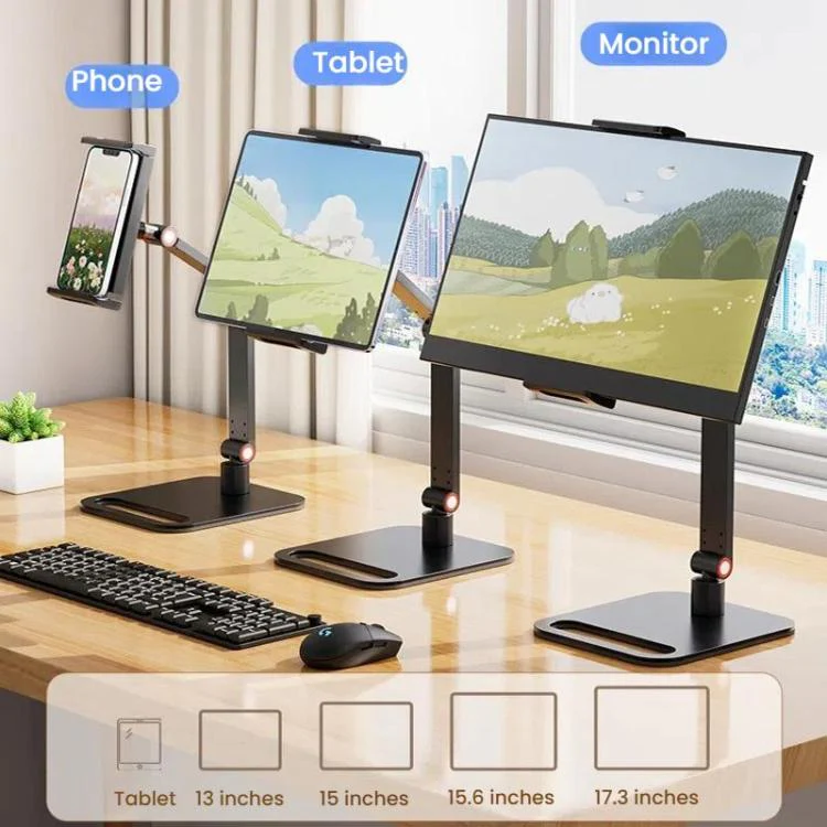 2-session Phone Tablet Monitor Desktop Stand Height and Angle Adjustable Bracket for Screen Within 17.3 Inch - Image 6