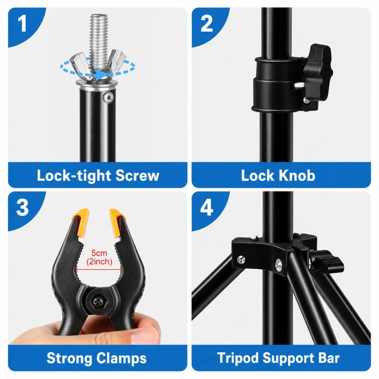 2 x 3m Thickened Photo Studio Background Support Stand Backdrop Crossbar Bracket (Black) - Image 4