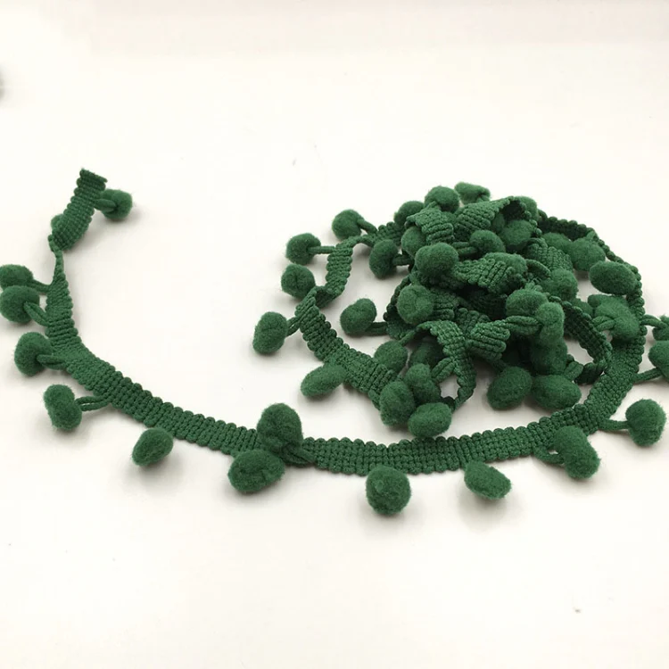 20 Yards Pompom Lace Ribbon Fur Ball Trim For Craft DIY Curtain Home Decorative Clothes Sewing Accessories(Dark Green) - Image 2