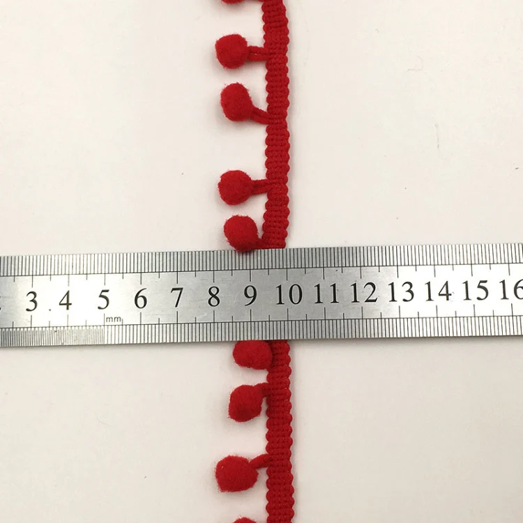 20 Yards Pompom Lace Ribbon Fur Ball Trim For Craft DIY Curtain Home Decorative Clothes Sewing Accessories(Dark Purple) - Image 3