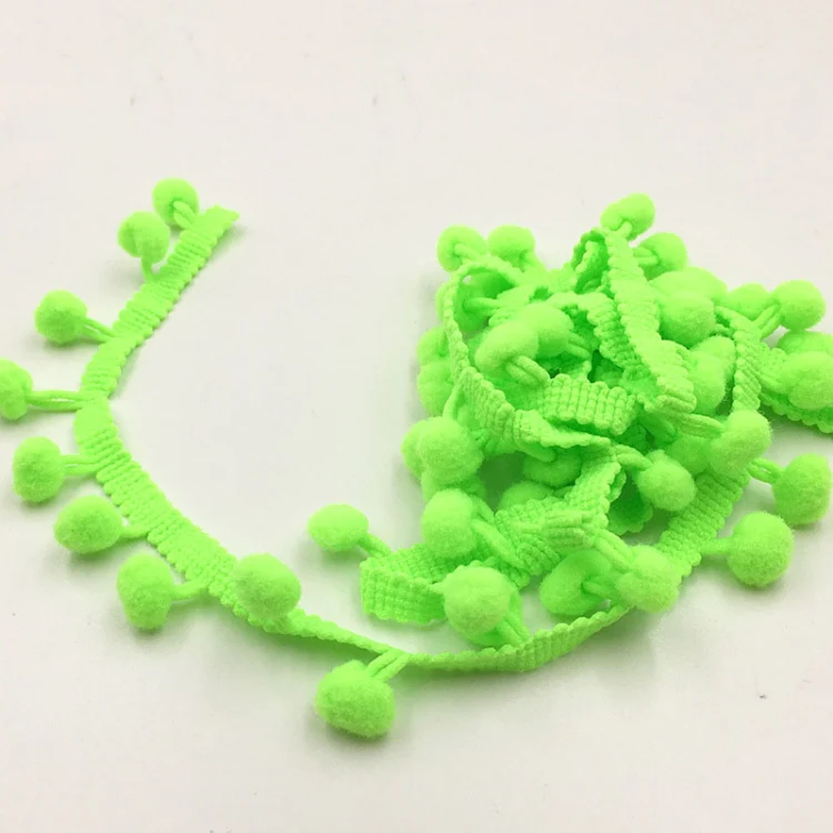 20 Yards Pompom Lace Ribbon Fur Ball Trim For Craft DIY Curtain Home Decorative Clothes Sewing Accessories(Fluorescent Green) - Image 2