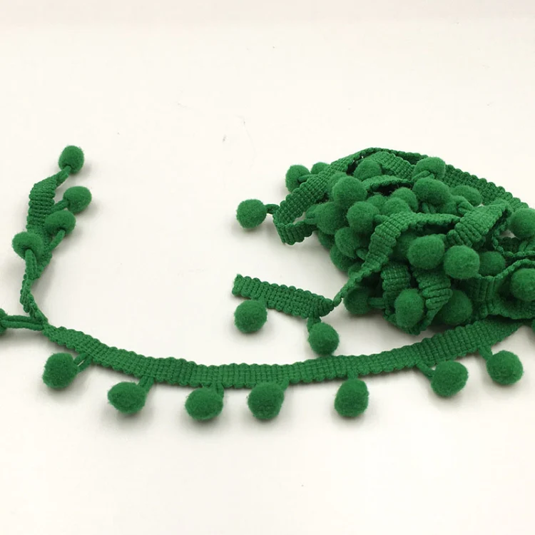 20 Yards Pompom Lace Ribbon Fur Ball Trim For Craft DIY Curtain Home Decorative Clothes Sewing Accessories(Green) - Image 2