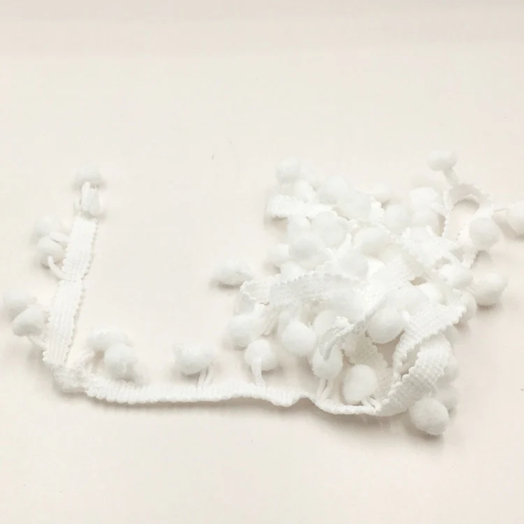 20 Yards Pompom Lace Ribbon Fur Ball Trim For Craft DIY Curtain Home Decorative Clothes Sewing Accessories(White) - Image 2