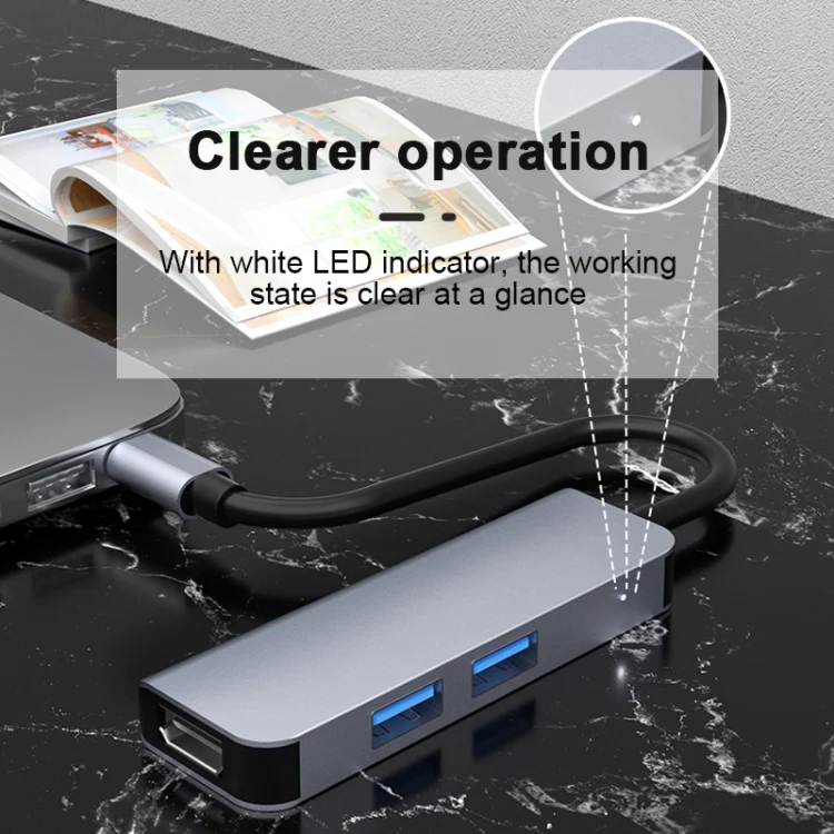 2011N 3 In 1 USB 3.0 x2 + HDMI Multi-function Type-C / USB-C HUB Docking Station - Image 4