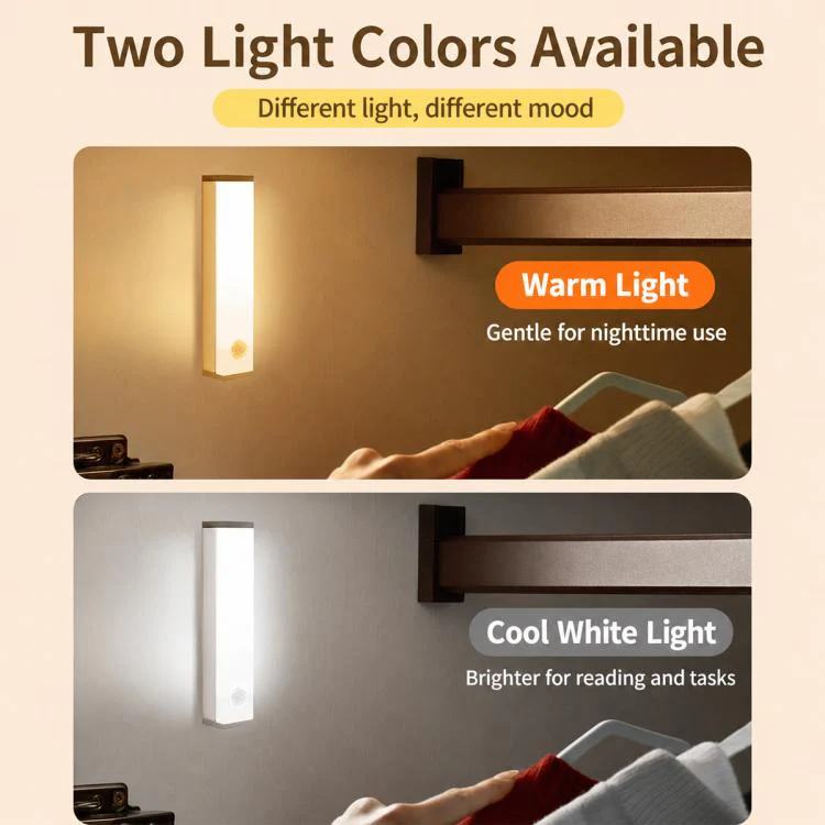 20cm 2W Intelligent Motion Sensor LED Night Light Bar Bedside Lamp(3000K Warm Light) - Image 5