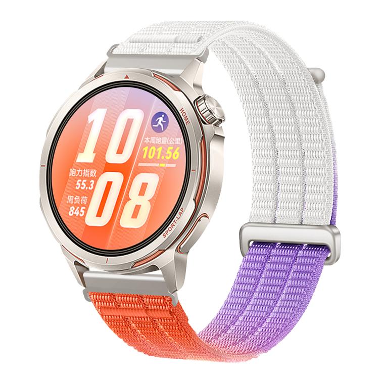 20mm Double-Link Cloud Feel Breathable Nylon Loop Metal Connectors Watch Band(Dawn Orange)
