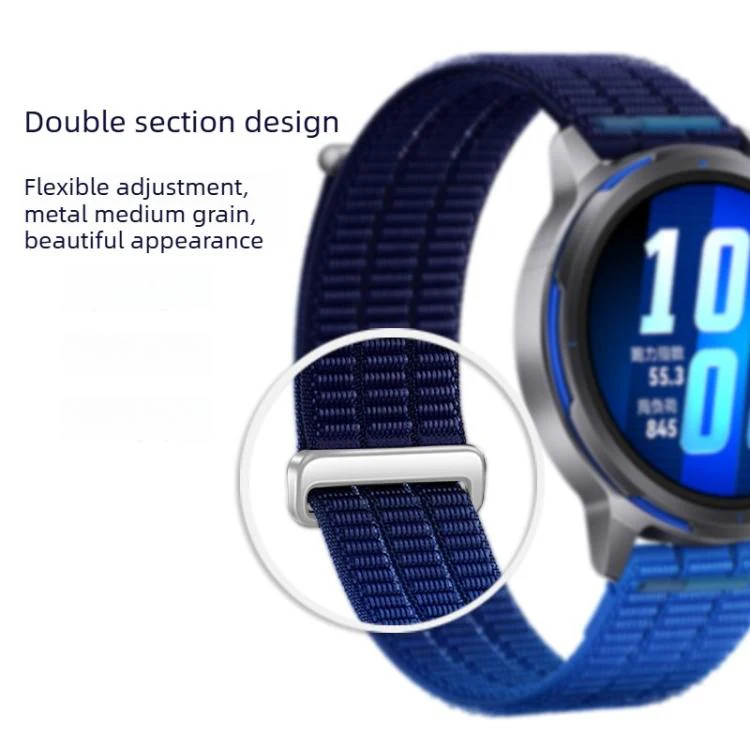 20mm Double-Link Cloud-Feel Breathable Nylon Loop Metal Head Watch Band(Fiery Red) - Image 5