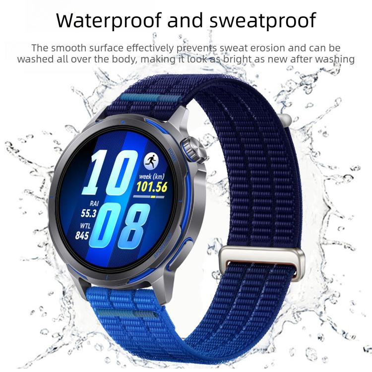20mm Double-Link Cloud-Feel Breathable Nylon Loop Metal Head Watch Band(Midnight Black) - Image 6