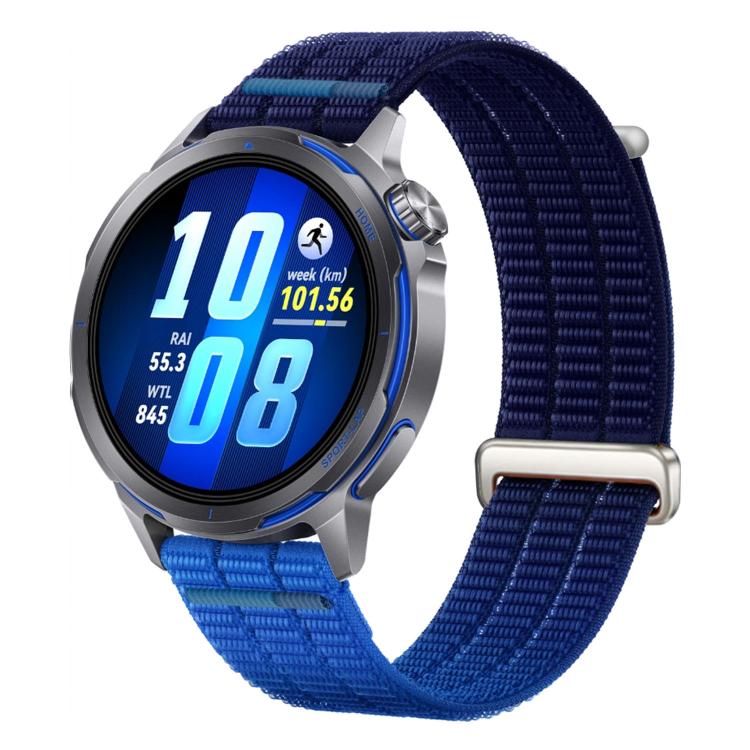 20mm Double-Link Cloud-Feel Breathable Nylon Loop Metal Head Watch Band(Twilight Blue)
