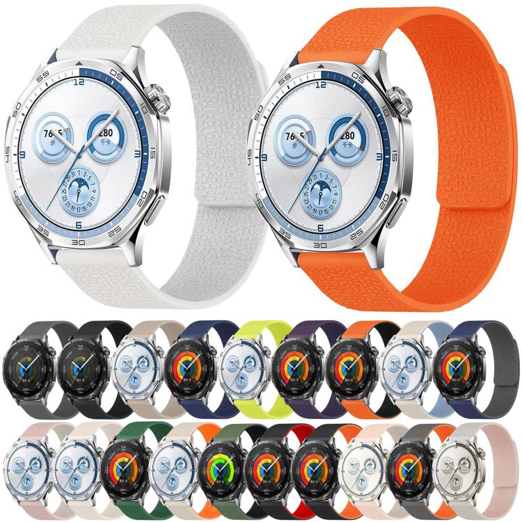 20mm Lychee Texture Soft Magnetic Silicone Watch Band(Gray) - Image 2