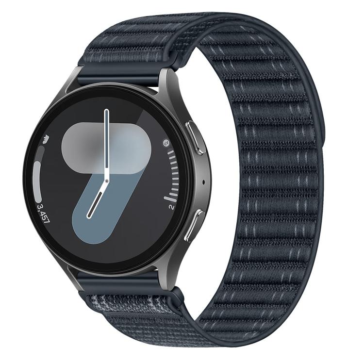 20mm Wave Texture Nylon Hook And Loop Fastener Watch Band(Navy Blue)