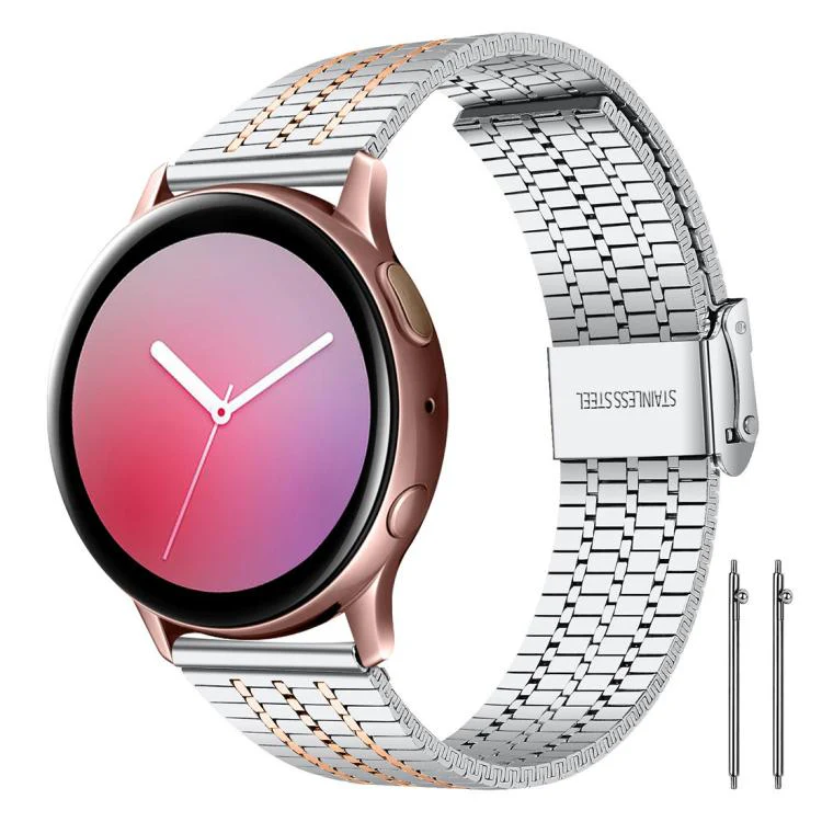 20mm xDfind Seven Beads Buckle Stainless Steel Watch Band(Silver Rose Gold)