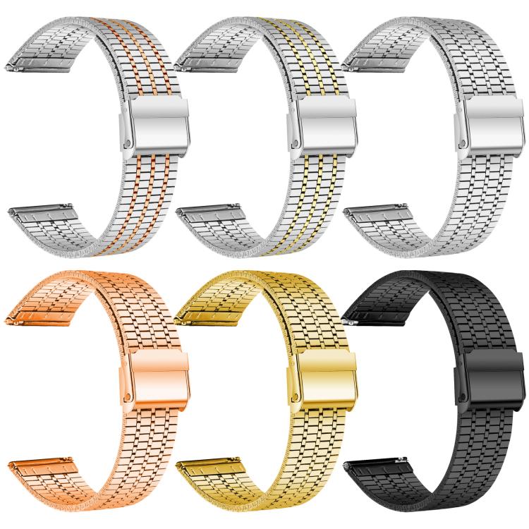 20mm xDfind Seven Beads Buckle Stainless Steel Watch Band(Silver Rose Gold) - Image 5