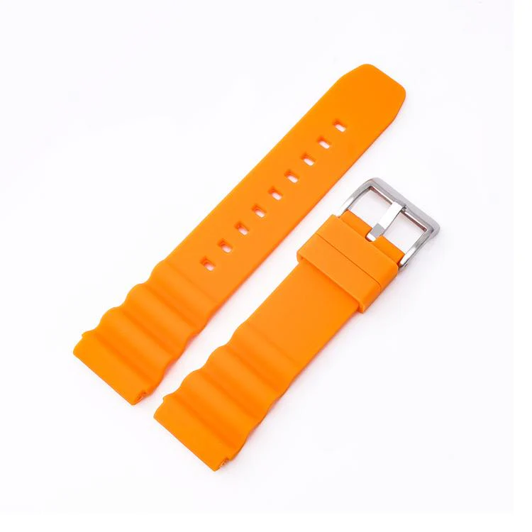 20mm xDfind Silver Buckle Silicone Watch Band(Orange)