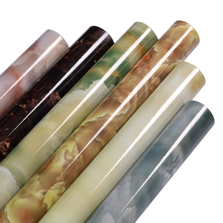 215421210W 5m Marble Pattern Bright Paint Furniture Renovation Self-Adhesive Wall Paper Cabinet Waterproof Film(Crack Gray) - Image 2