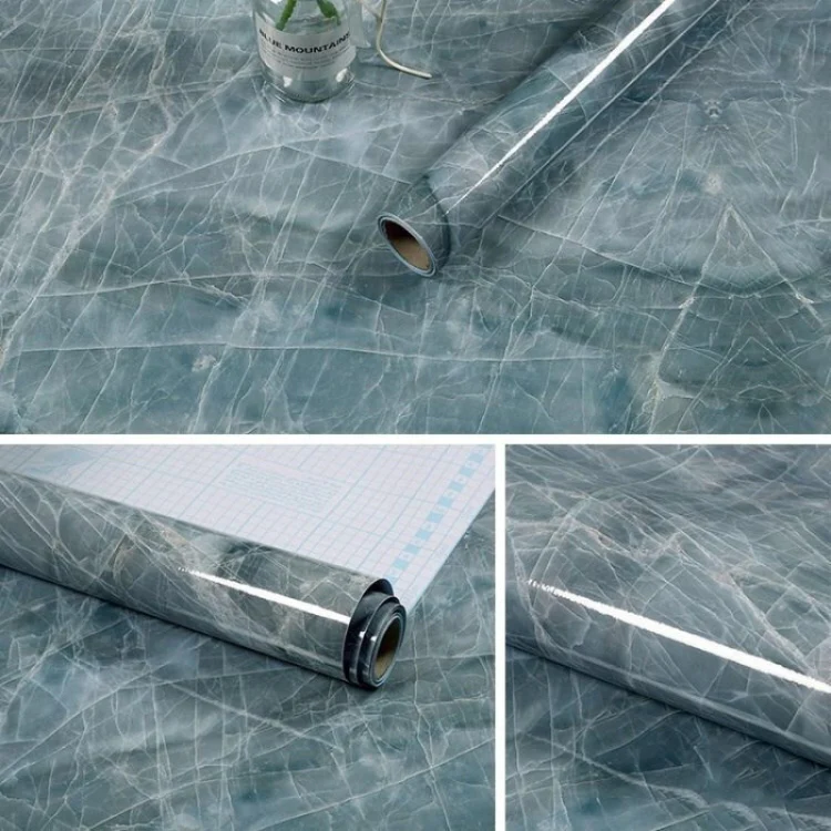 215421210W 5m Marble Pattern Bright Paint Furniture Renovation Self-Adhesive Wall Paper Cabinet Waterproof Film(Green)