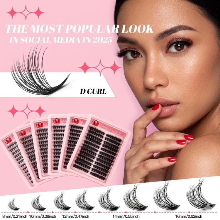 216 Dense Clusters DIY Segmented Eyelash Extensions Naturally Curled Single Cluster False Eyelashes, Specification: DIY-SET-600(100D) - Image 2