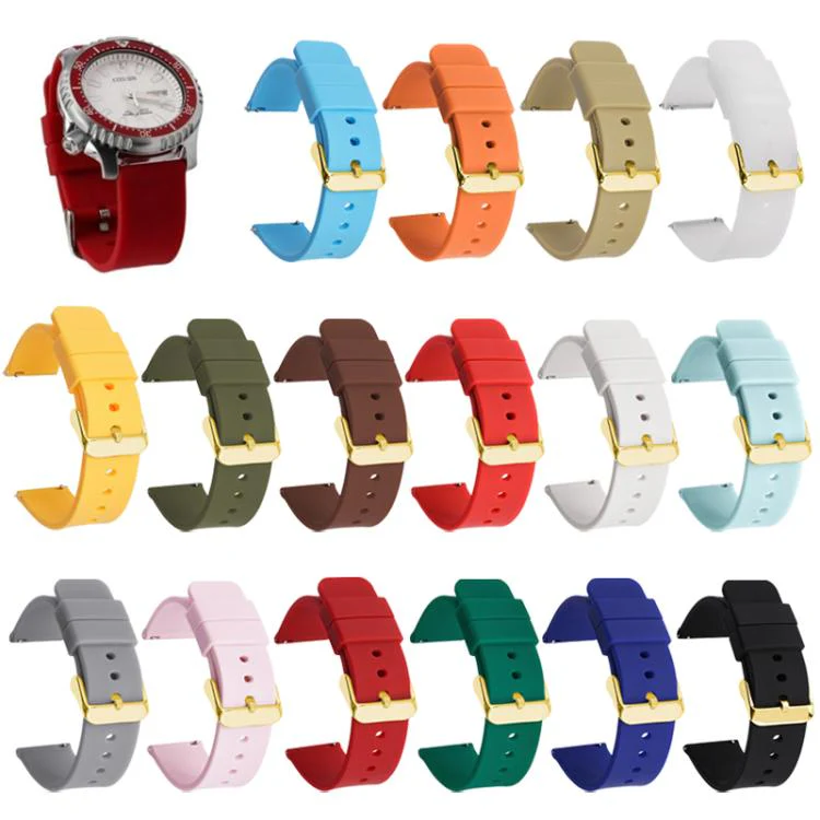 21mm xDfind Stainless Steel Gold Pin Buckle Solid Color Silicone Waterproof Watch Band(Orange) - Image 3