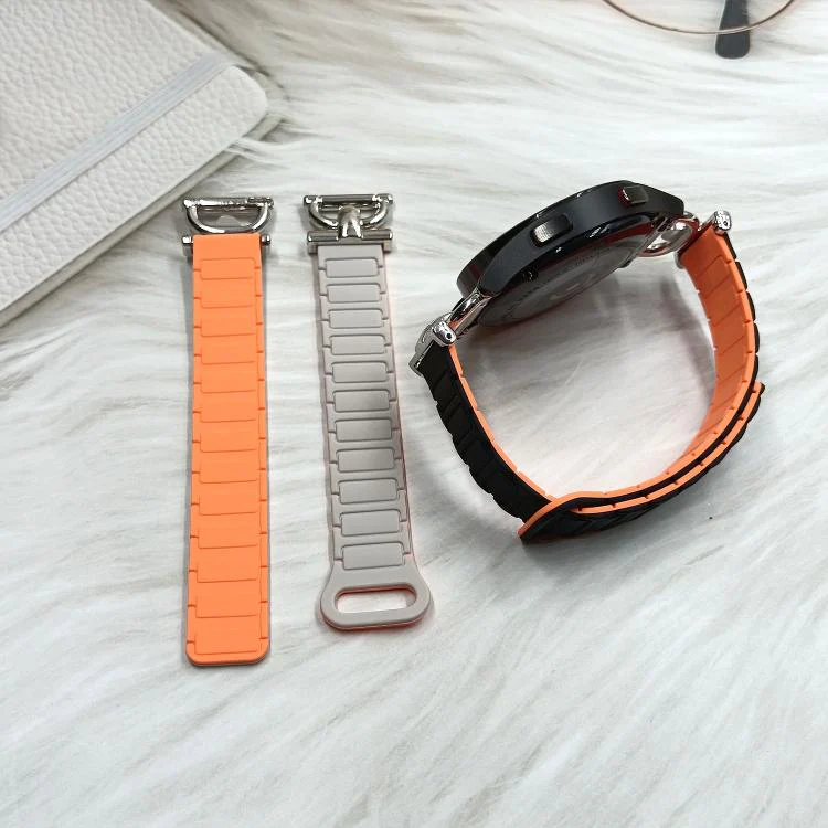 22mm D-shaped Tri-beads Magnetic Silicone Watch Band(Starlight Pink Sand) - Image 3