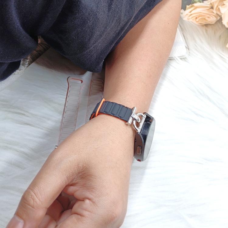 22mm D-shaped Tri-beads Magnetic Silicone Watch Band(Starlight Pink Sand) - Image 4