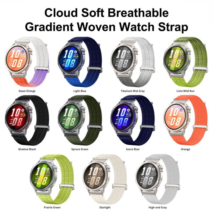 22mm Double-Link Cloud Feel Breathable Nylon Loop Metal Connectors Watch Band(Lime Wild Run) - Image 3