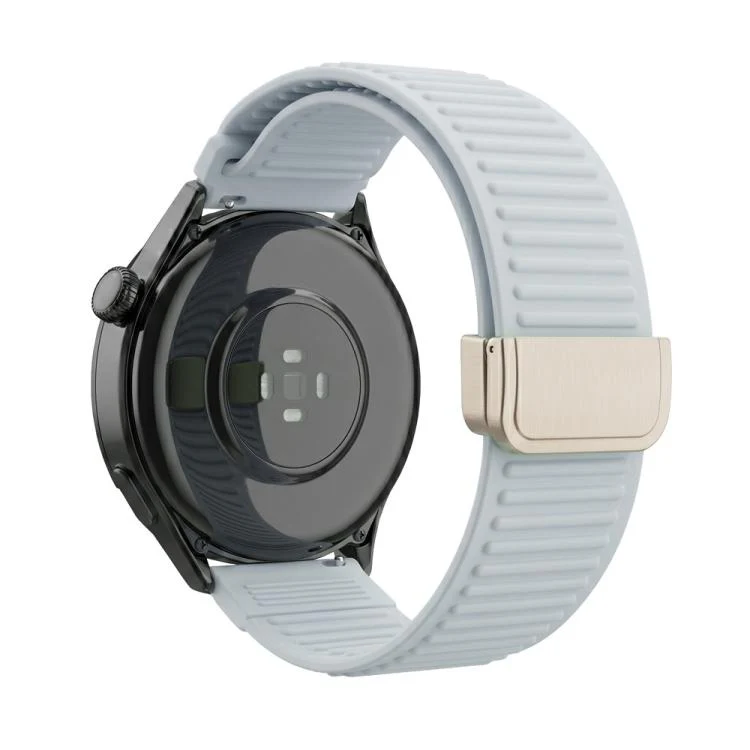 22mm Mountain Pattern Loop Magnetic Buckle Silicone Watch Band(Gray)