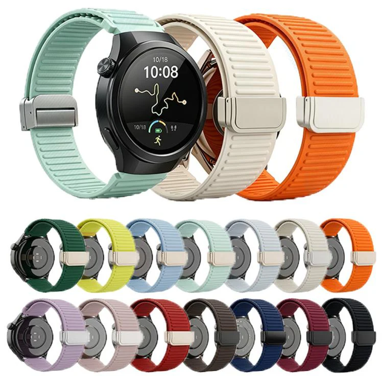 22mm Mountain Pattern Loop Magnetic Buckle Silicone Watch Band(Green) - Image 2