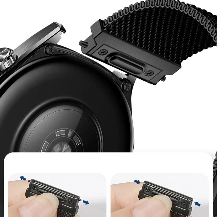 22mm Press Snap Milanese Magnetic Stainless Steel Watch Band(Topaz Blue) - Image 5