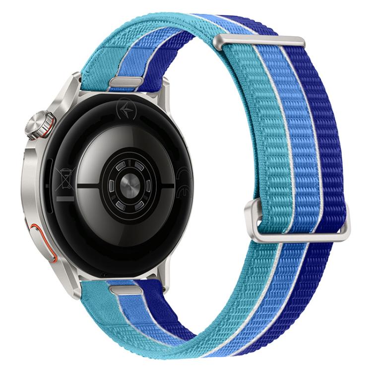 22mm Quick Release Press Button Two Section Breathable Nylon Loop Watch Band(Island Blue)
