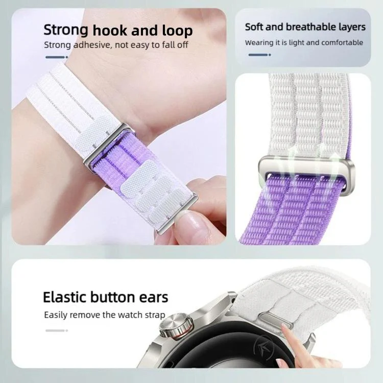 22mm Quick Release Press Button Two Section Breathable Nylon Loop Watch Band(Island Blue) - Image 4
