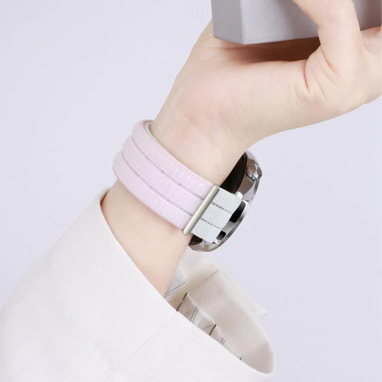 22mm Quick Release Press Button Two Section Breathable Nylon Loop Watch Band(Lilac Pink) - Image 9