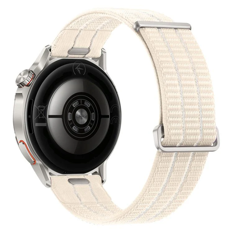 22mm Quick Release Press Button Two Section Breathable Nylon Loop Watch Band(Vibrant White)